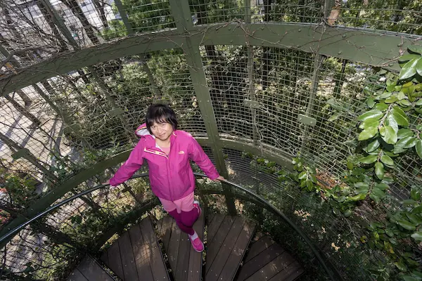 Chris inside spiral staircase